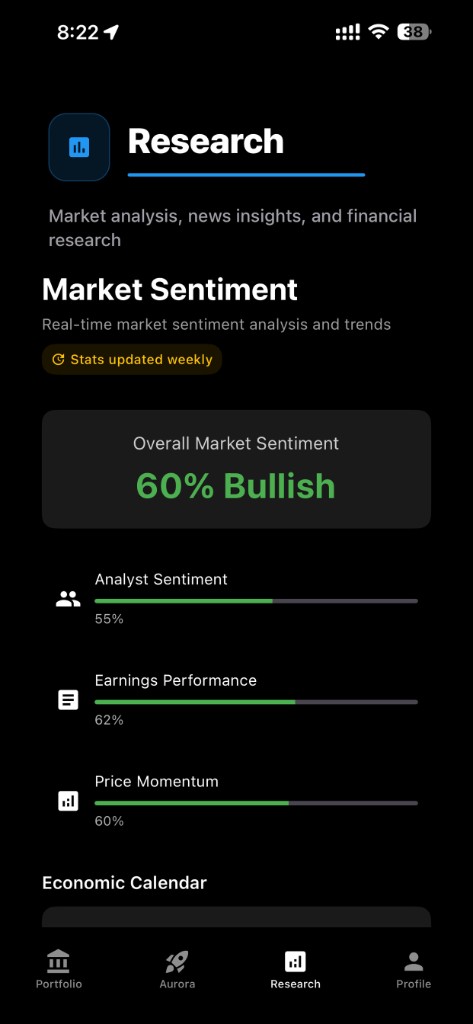 Research & Sentiment — app screenshot